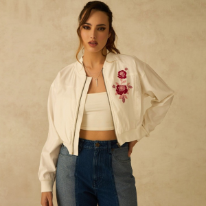 Women Floral Embroidered Cotton Jacket